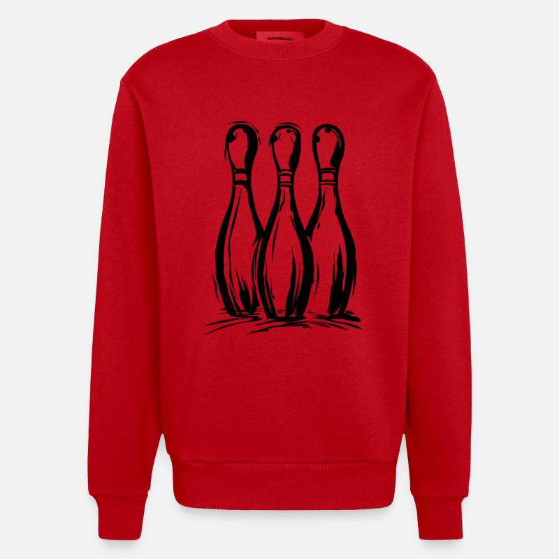Dessin de quilles de bowling - Sweat bio épais oversize fabriqué en UE - rouge