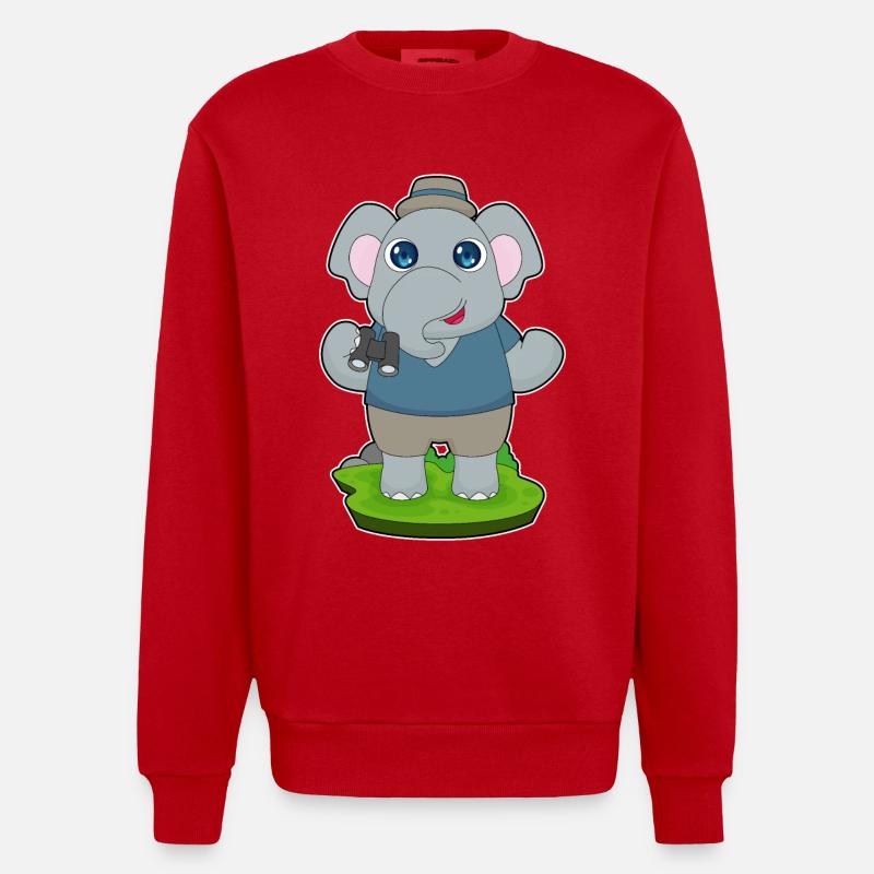 Elephant Binoculars - Heavyweight Oversized Organic Crew Neck Made in EU - red