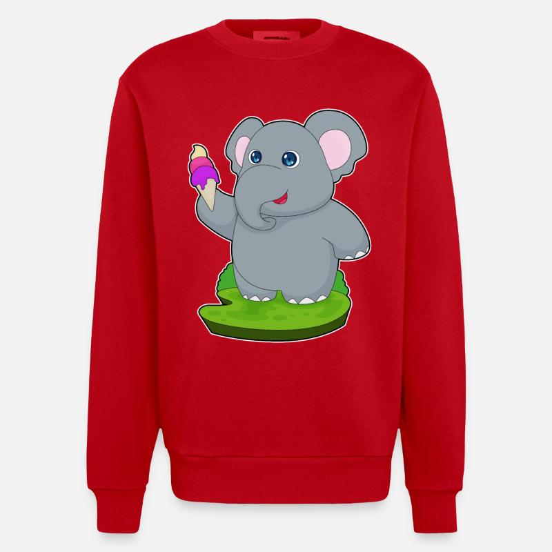 Elefant Waffeleis - Heavyweight Oversized Organic Crew Neck Made in EU - Rot