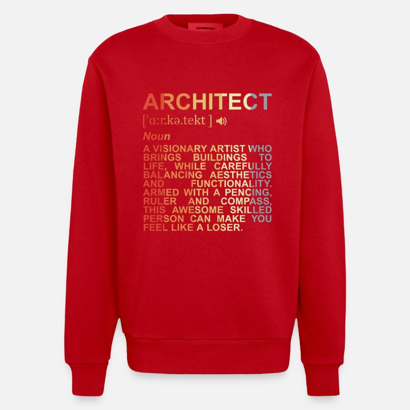 Architecte Explication des termes - Sweat bio épais oversize fabriqué en UE - rouge