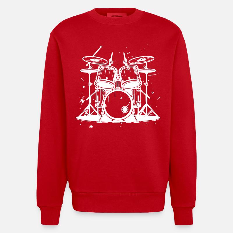 Graphismes de batterie - Sweat bio épais oversize fabriqué en UE - rouge