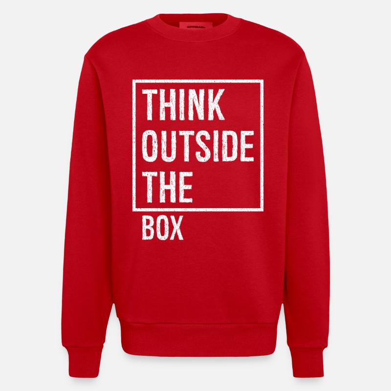 think outside the box - Heavyweight Oversized Organic Crew Neck Made in EU - red