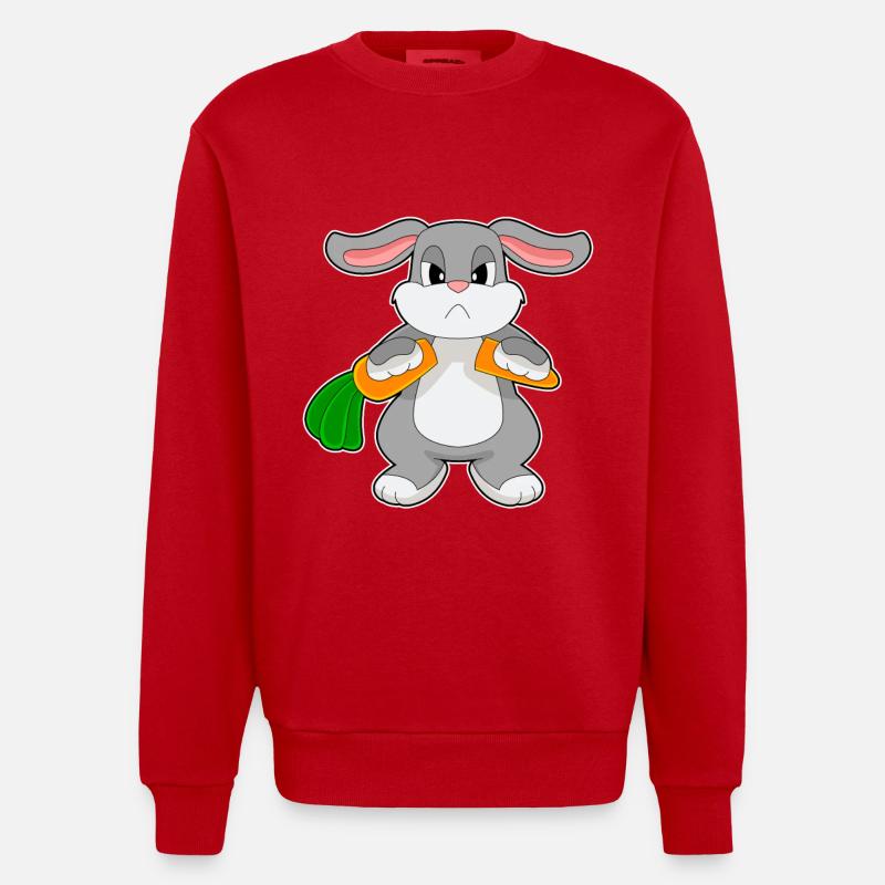 Lapin Carotte - Sweat bio épais oversize fabriqué en UE - rouge