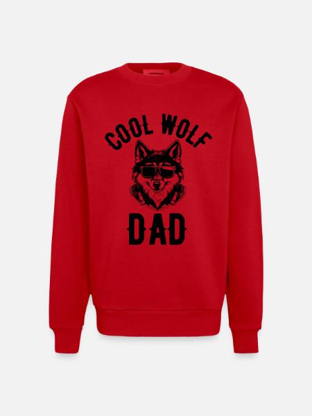 Cool wolf dad - Heavyweight Oversized Organic Crew Neck Made in EU - red