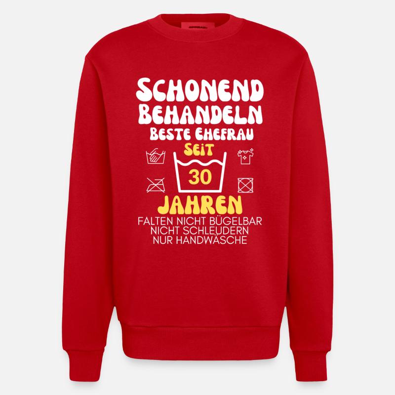Schonend Behandeln Seit 30 Jahren - Heavyweight Oversized Organic Crew Neck Made in EU - Rot