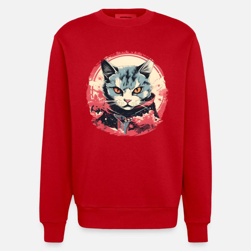 Style d’anime de chat - Sweat bio épais oversize fabriqué en UE - rouge
