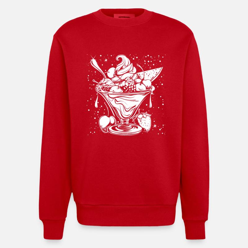 Dessin de coupe glacée - Sweat bio épais oversize fabriqué en UE - rouge