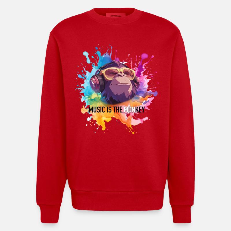 Musik ist der Monkey Wortwitz - Heavyweight Oversized Organic Crew Neck Made in EU - Rot