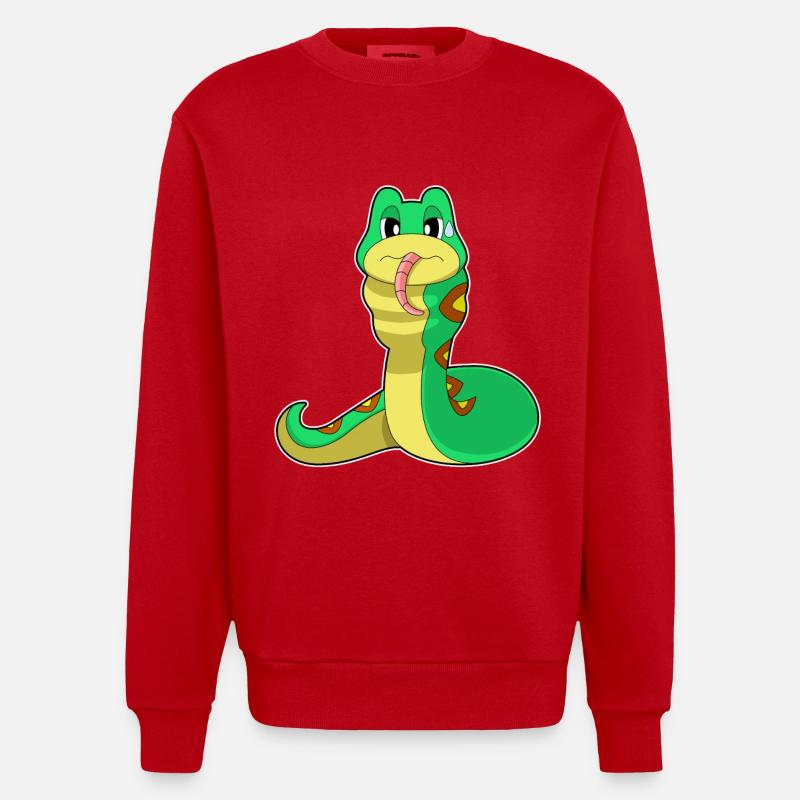 Schlange Essen - Heavyweight Oversized Organic Crew Neck Made in EU - Rot