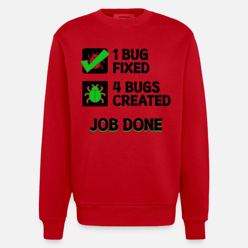 Programmierer Developer Bugfixing Bugs Skripting - Heavyweight Oversized Organic Crew Neck Made in EU - Rot