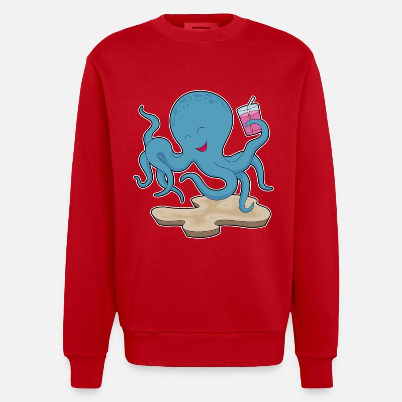 Jus de poulpe - Sweat bio épais oversize fabriqué en UE - rouge