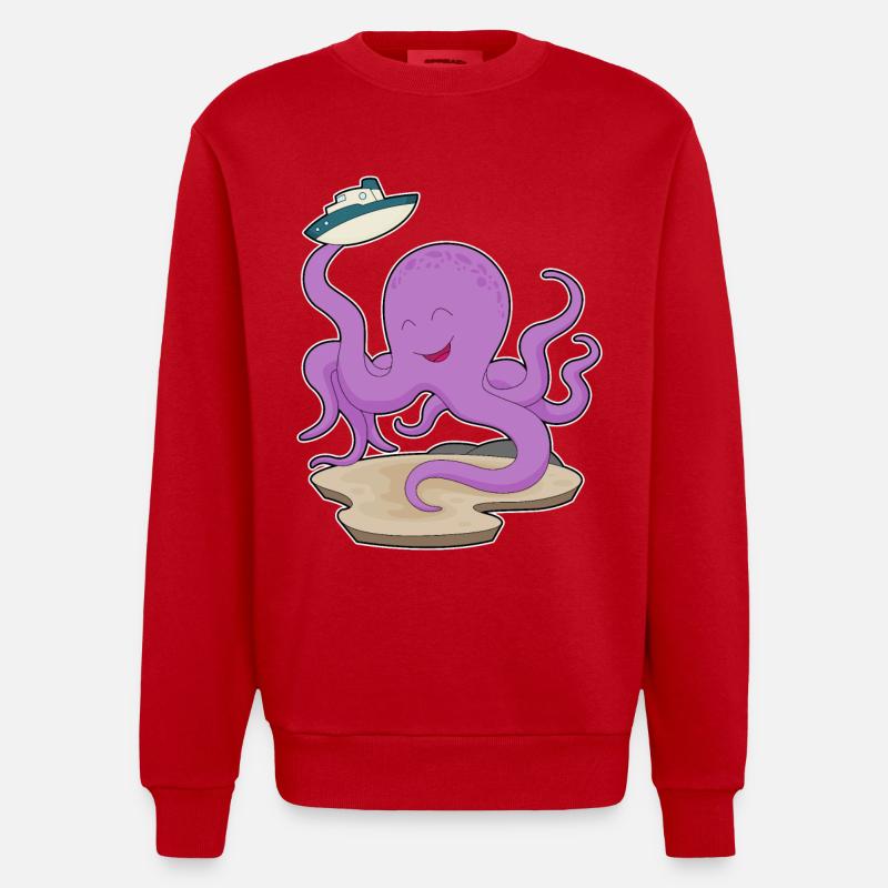 Bateau jouet Octopus - Sweat bio épais oversize fabriqué en UE - rouge