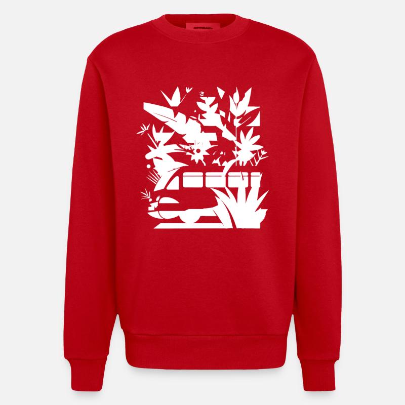 Cartoon Eisenbahn - Heavyweight Oversized Organic Crew Neck Made in EU - Rot