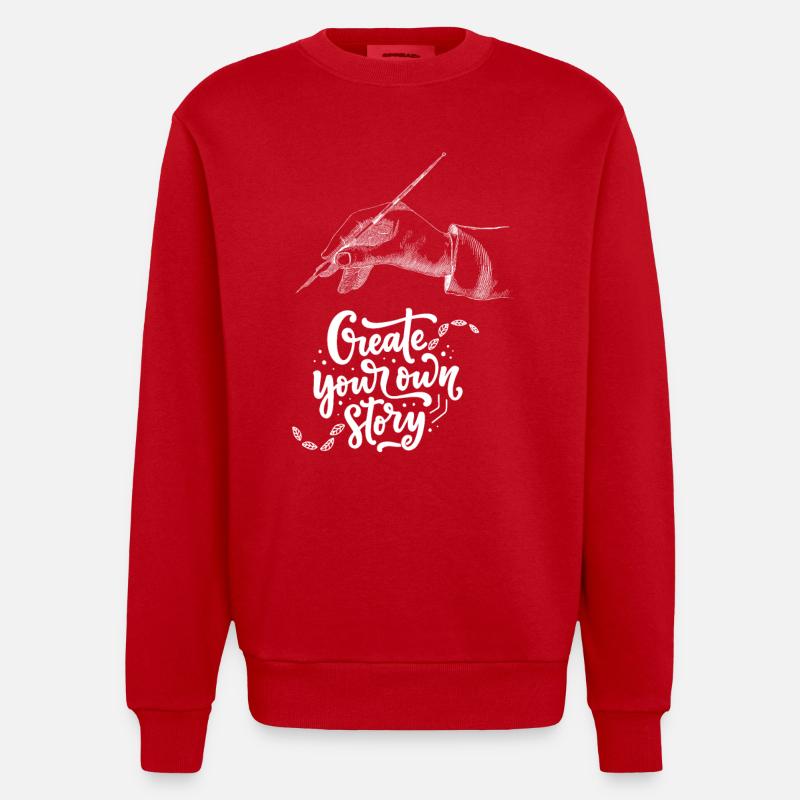 Handillustration mit inspirierender Botschaft - Heavyweight Oversized Organic Crew Neck Made in EU - Rot