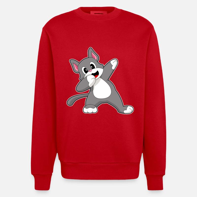 Chat Hip Hop Danse - Sweat bio épais oversize fabriqué en UE - rouge