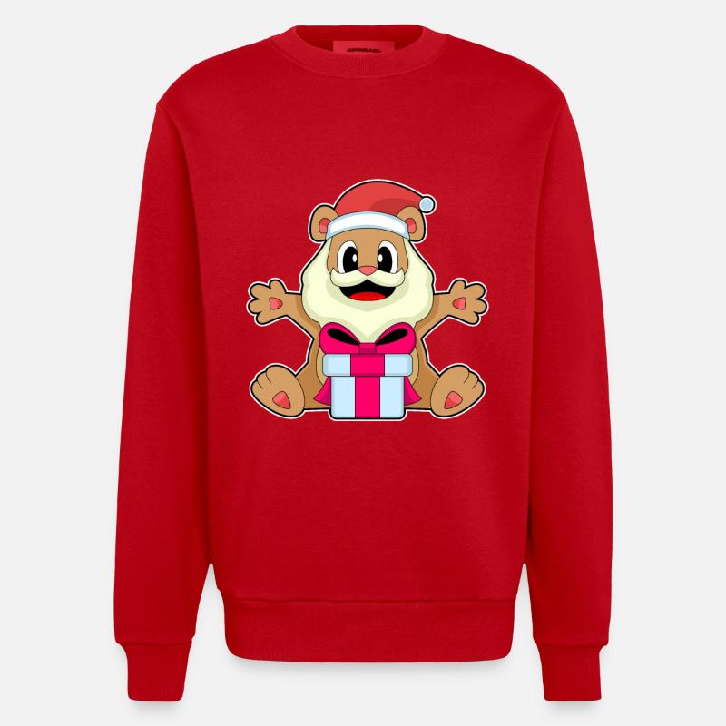 Bear Christmas Package - Heavyweight Oversized Organic Crew Neck Made in EU - red