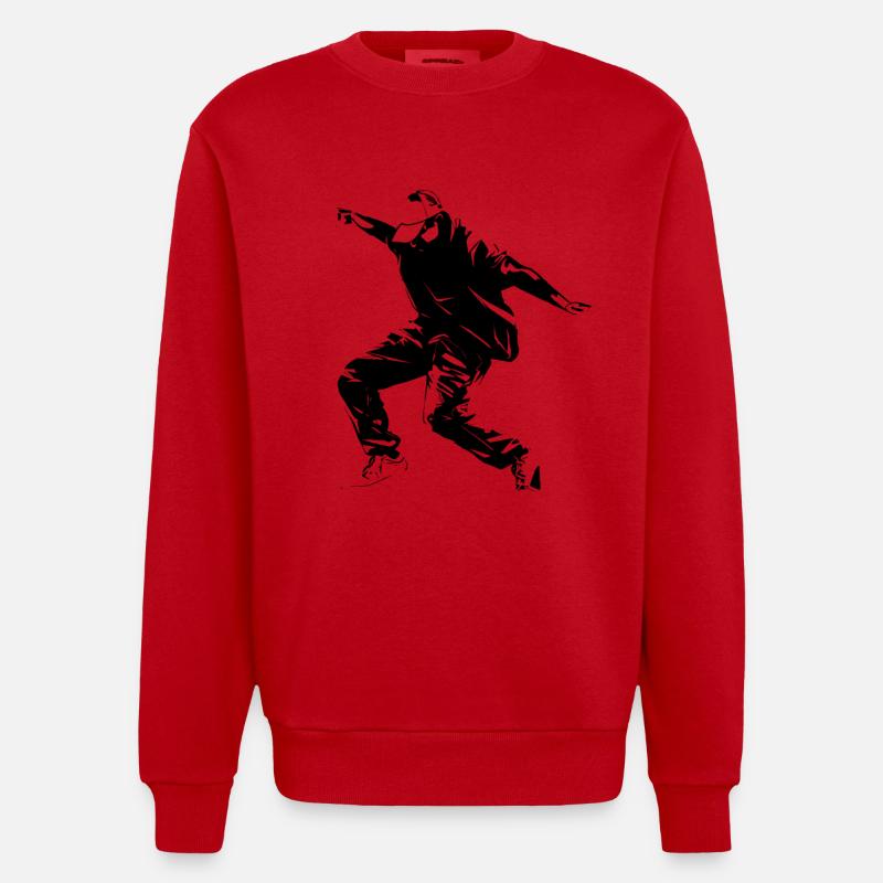 Graphismes de breakdance - Sweat bio épais oversize fabriqué en UE - rouge