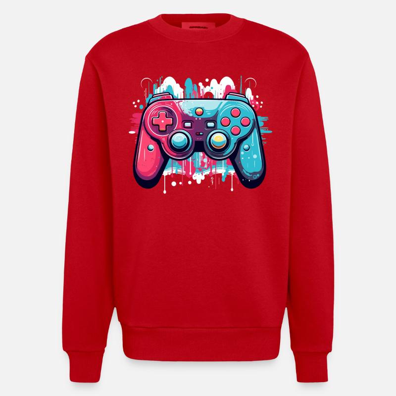 Game Controller - Heavyweight Oversized Organic Crew Neck Made in EU - Rot
