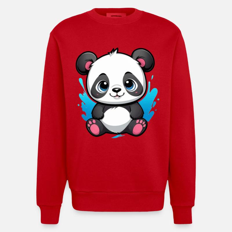 Panda Bär - Heavyweight Oversized Organic Crew Neck Made in EU - Rot