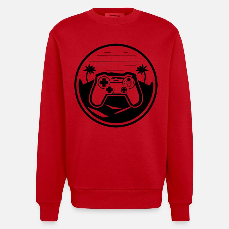 Graphismes de la manette de jeu - Sweat bio épais oversize fabriqué en UE - rouge
