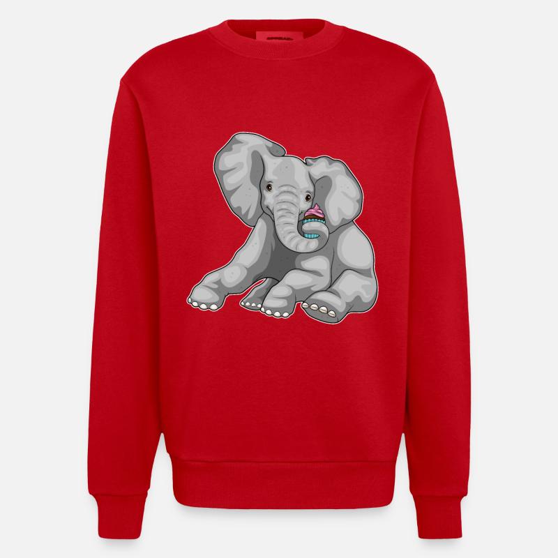 Cupcake éléphant - Sweat bio épais oversize fabriqué en UE - rouge