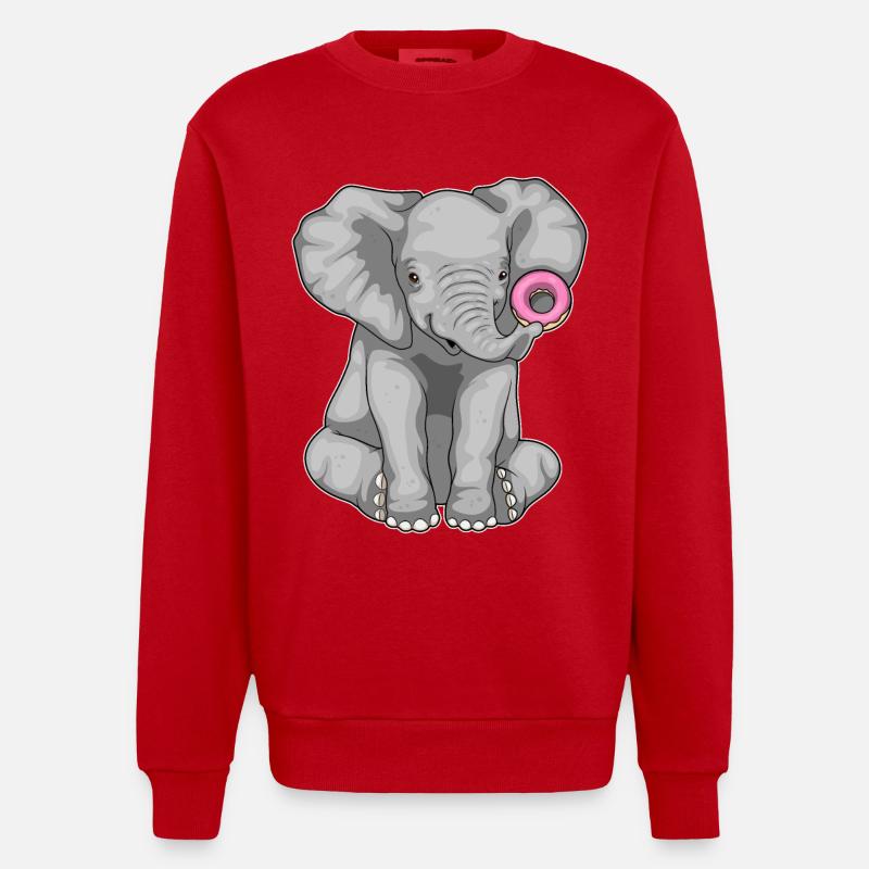 Elefant Donut - Heavyweight Oversized Organic Crew Neck Made in EU - Rot