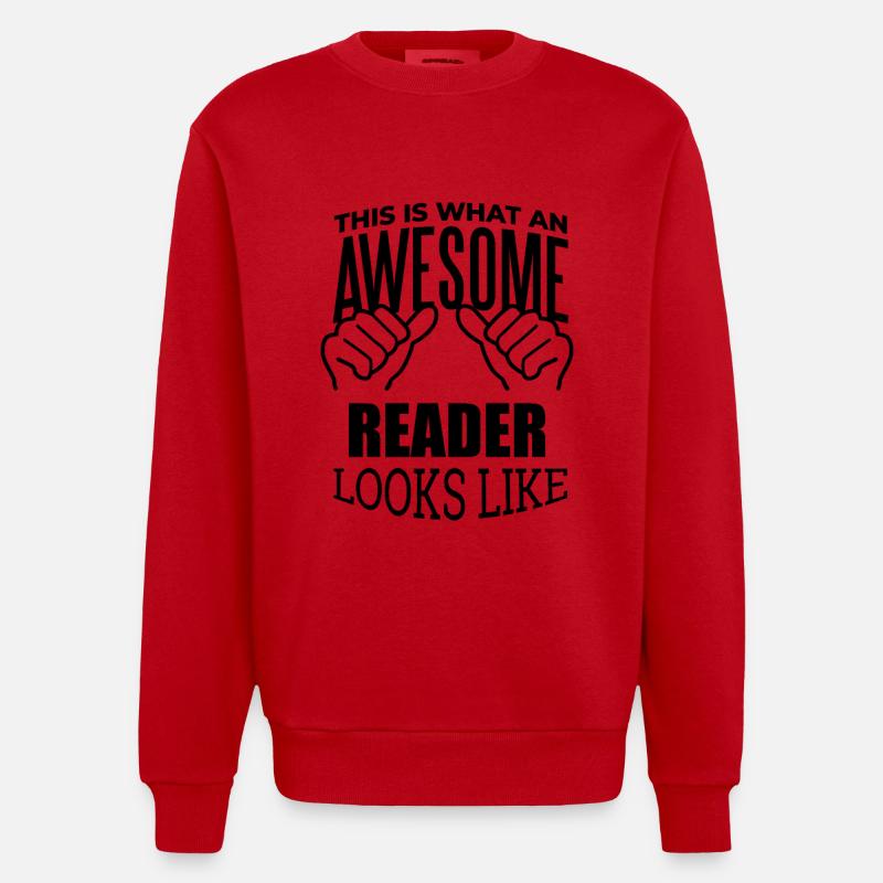 Reader - Heavyweight Oversized Organic Crew Neck Made in EU - red