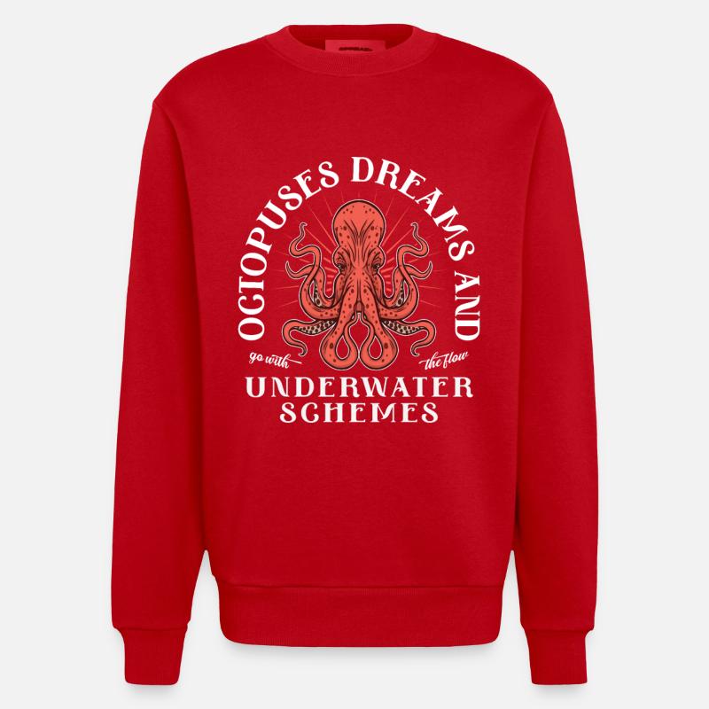Octopuses dreams and underwater schemes - Heavyweight Oversized Organic Crew Neck Made in EU - Rot