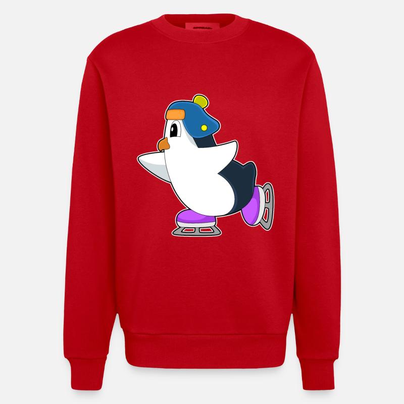 Patins à glace Penguin - Sweat bio épais oversize fabriqué en UE - rouge