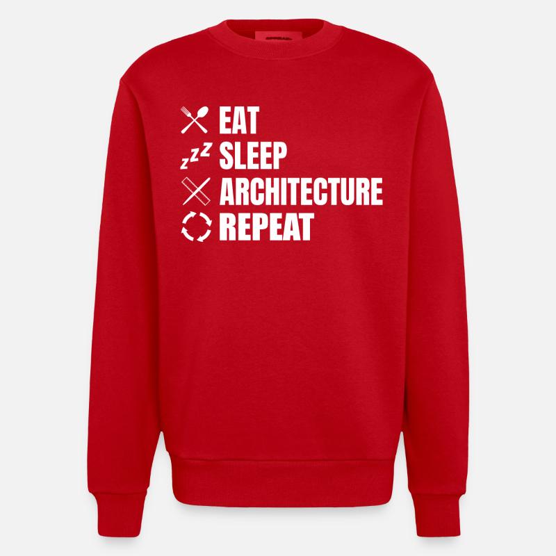 Eat Sleep Architecture Répéter - Sweat bio épais oversize fabriqué en UE - rouge