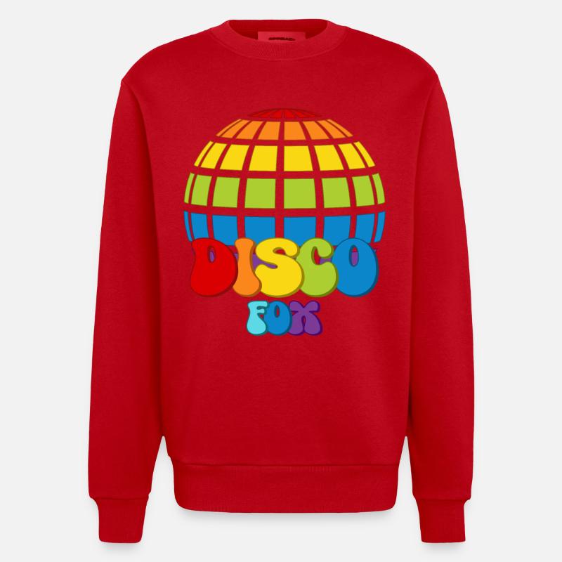 Disco Fox Discokugel Groovy Discothek Discofox - Heavyweight Oversized Organic Crew Neck Made in EU - Rot