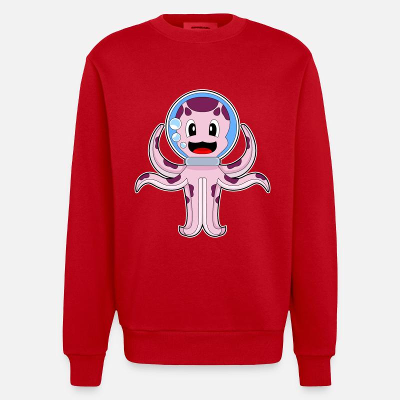 Krake Aquarium - Heavyweight Oversized Organic Crew Neck Made in EU - Rot