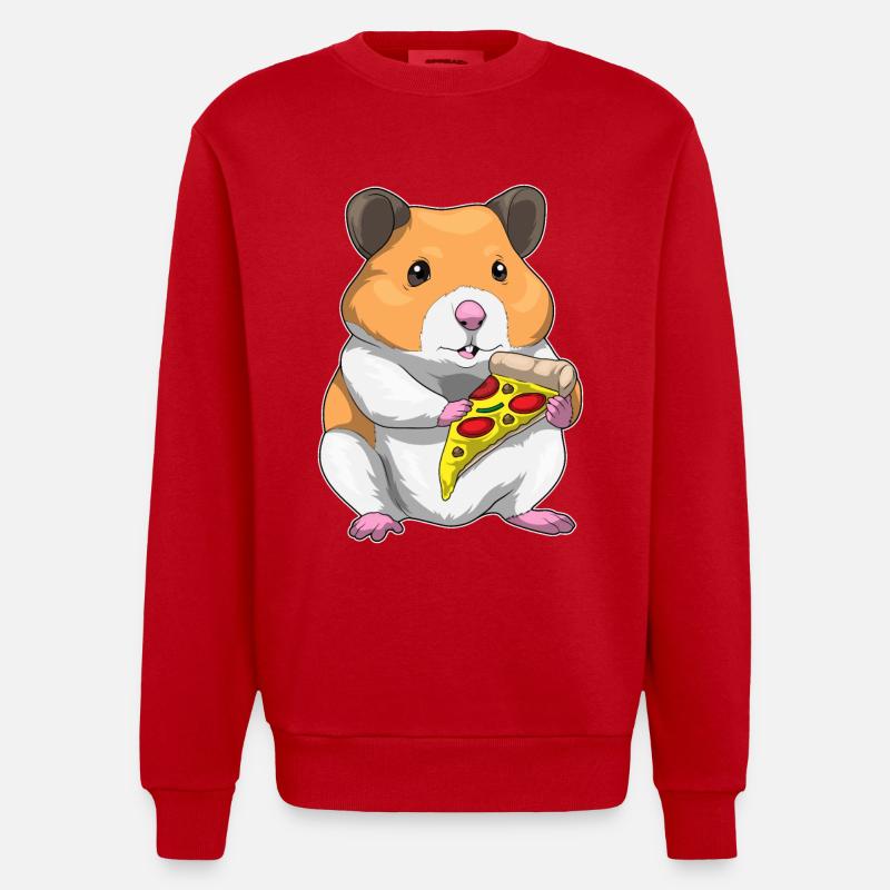 Hamster Pizza - Sweat bio épais oversize fabriqué en UE - rouge