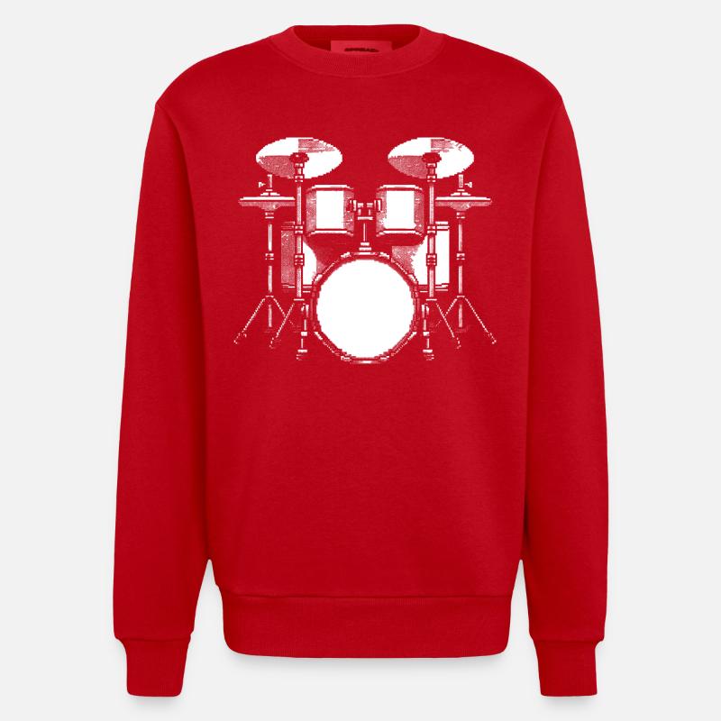 Graphiques de batterie - Sweat bio épais oversize fabriqué en UE - rouge