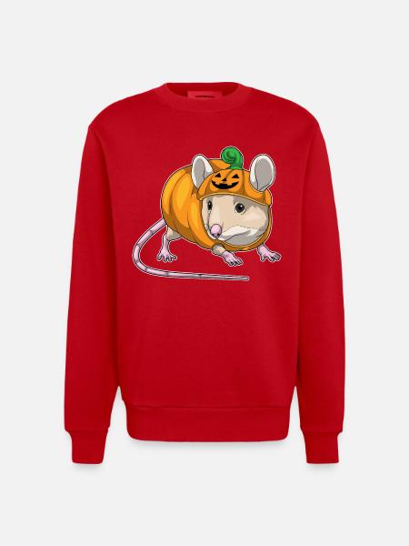 Mouse Halloween Pumpkin - Heavyweight Oversized Organic Crew Neck Made in EU - red