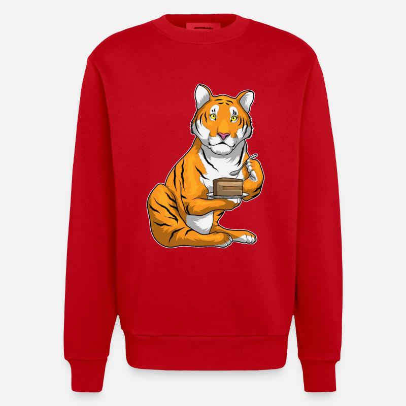 Tiger Cake - Heavyweight Oversized Organic Crew Neck Made in EU - red