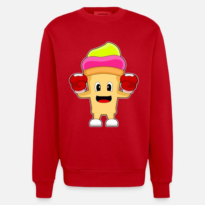 Eiscreme Boxer Boxhandschuhe Boxen - Heavyweight Oversized Organic Crew Neck Made in EU - Rot