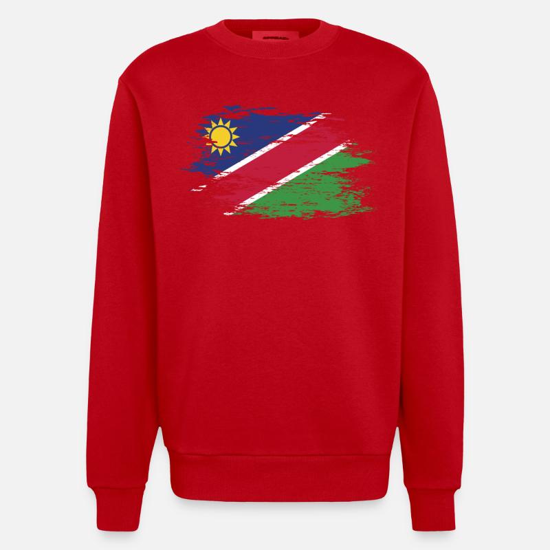 Drapeau de la Namibie utilisé - Sweat bio épais oversize fabriqué en UE - rouge