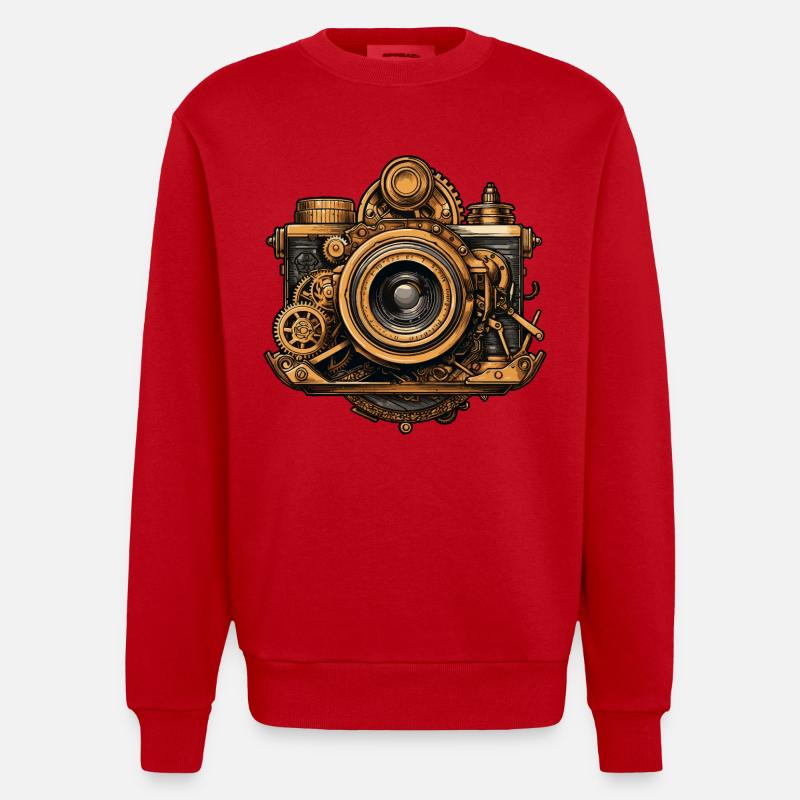 Caméra steampunk - Sweat bio épais oversize fabriqué en UE - rouge