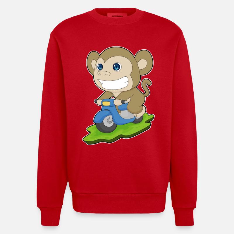 Affe Motorroller - Heavyweight Oversized Organic Crew Neck Made in EU - Rot