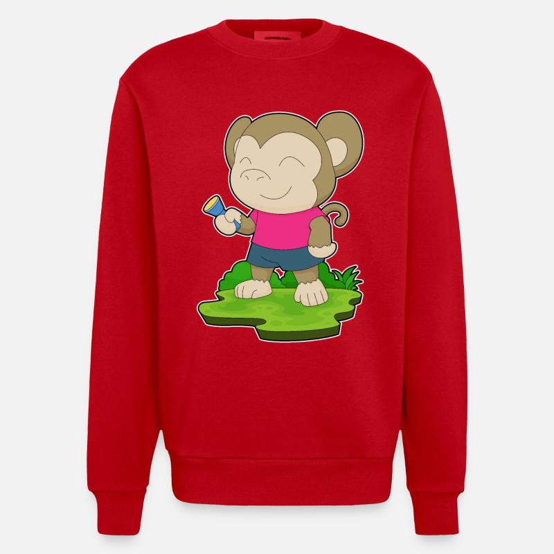 Affe Taschenlampe - Heavyweight Oversized Organic Crew Neck Made in EU - Rot