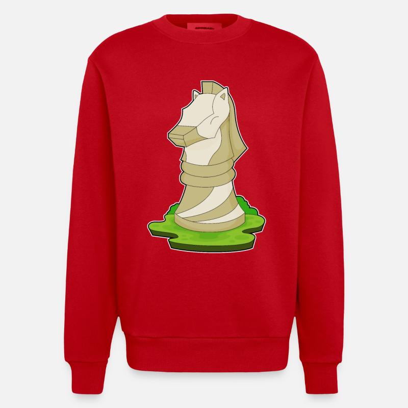 Pièce d’échecs Knight Chess - Sweat bio épais oversize fabriqué en UE - rouge