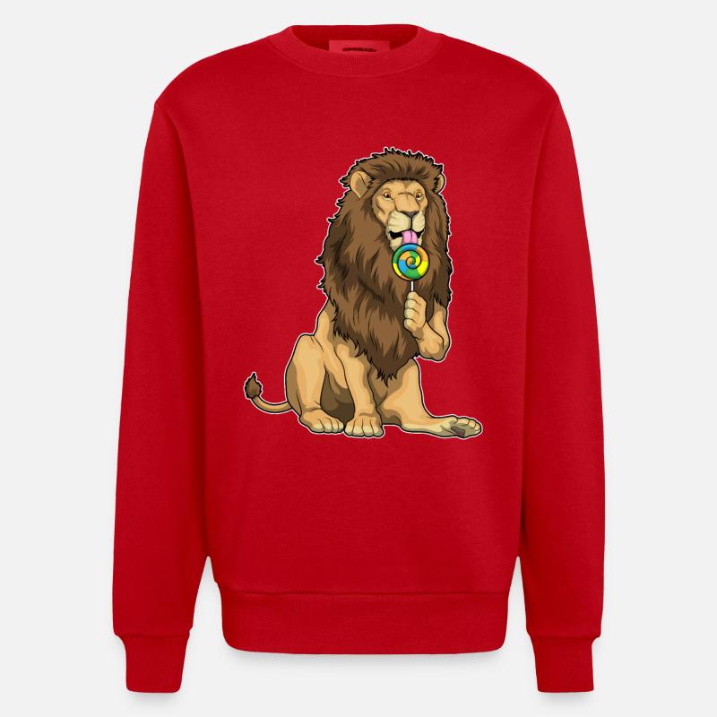 Löwe Lutscher - Heavyweight Oversized Organic Crew Neck Made in EU - Rot