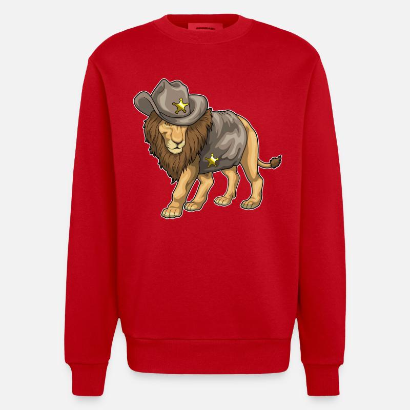 Lion Sheriff Sheriff's Hat - Heavyweight Oversized Organic Crew Neck Made in EU - red