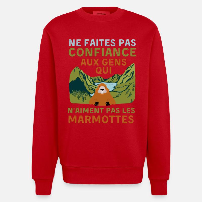 Marmottes - Sweat bio épais oversize fabriqué en UE - rouge
