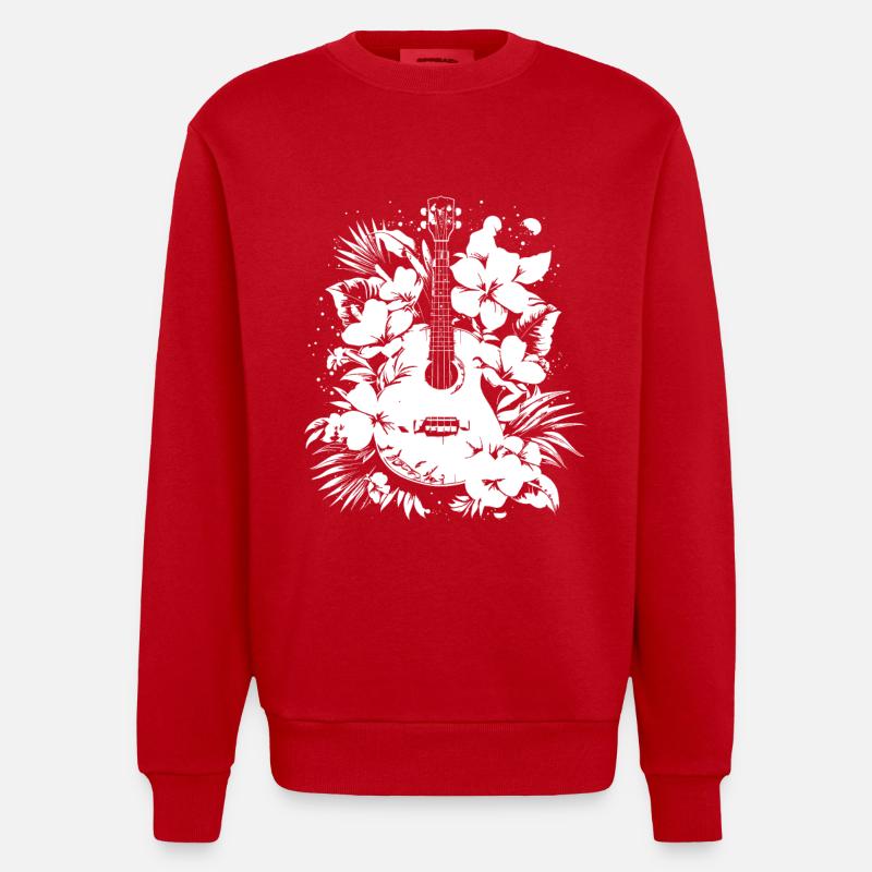 Bande dessinée Ukulélé - Sweat bio épais oversize fabriqué en UE - rouge