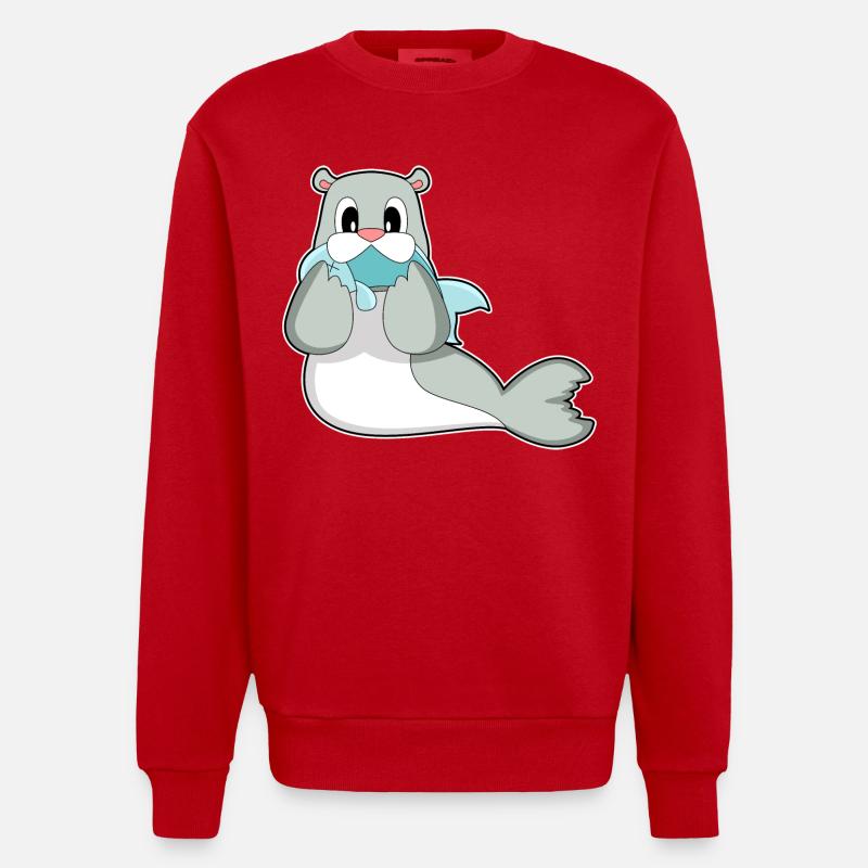 Poisson phoque - Sweat bio épais oversize fabriqué en UE - rouge
