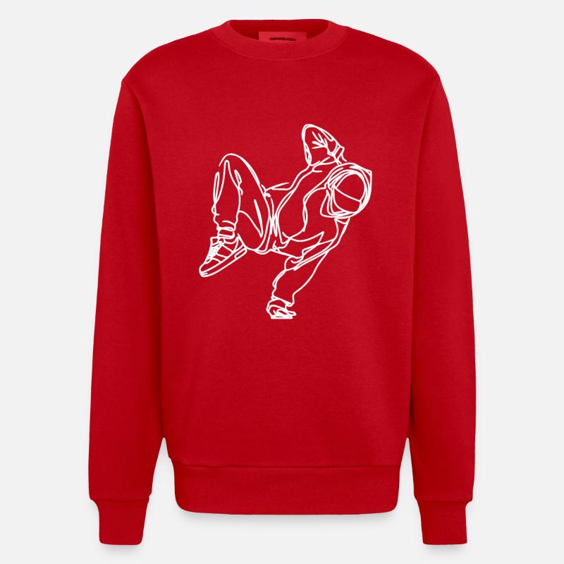 Dessin de breakdancer - Sweat bio épais oversize fabriqué en UE - rouge