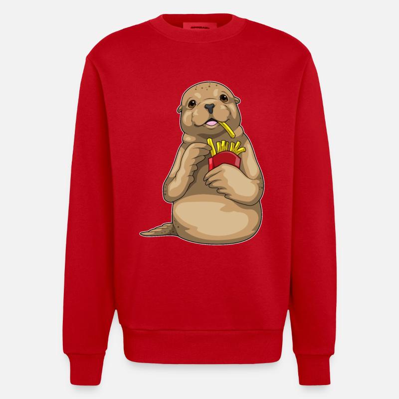 Frites de phoque - Sweat bio épais oversize fabriqué en UE - rouge