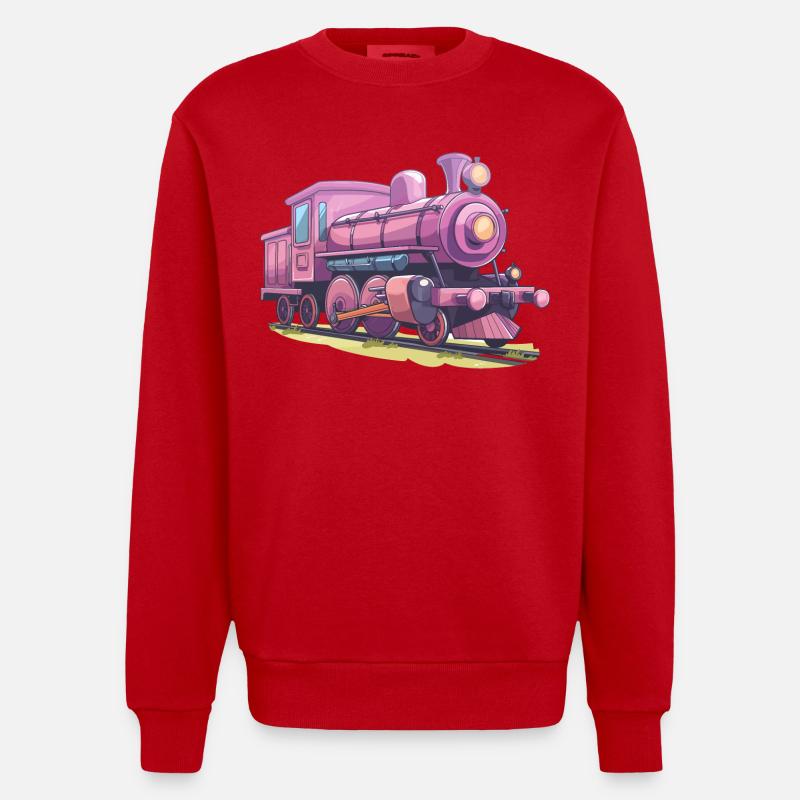 Lokomotive Comic Look - Heavyweight Oversized Organic Crew Neck Made in EU - Rot
